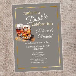 Maak het een dubbele viering Grijs Whiskyglas Kaart