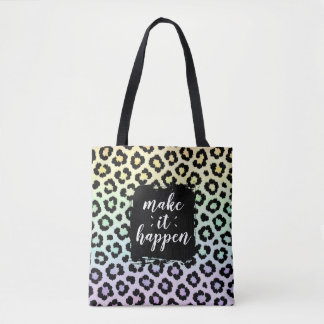 Maak het gebeuren Pastel Luipaardprint Boodschappe Tote Bag