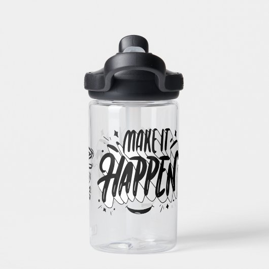 Maak het gebeuren School Custom Name Waterfles (Achterkant)