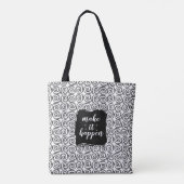Maak het gebeuren Zwarte en Witte Wervelende Tote Bag (Achterkant)