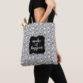 Maak het gebeuren Zwarte en Witte Wervelende Tote Bag (Dichtbij)