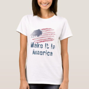 Maak het in Amerika gestileerde vlaggen vrouwen T-shirt