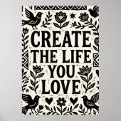 Maak het leven dat je lief is Folk Art Poster (Voorkant)
