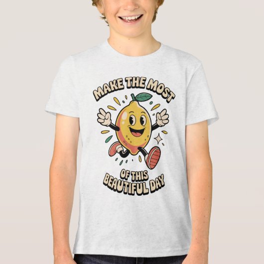 Maak het Meest – Citroen Pret Dag Kinderen Tri-Blend Shirt (Voorkant)