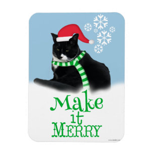 Maak het Merry Holiday Tuxedo Cat Magneet