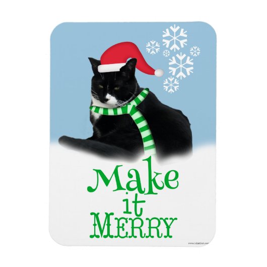 Maak het Merry Holiday Tuxedo Cat Magneet (Verticaal)