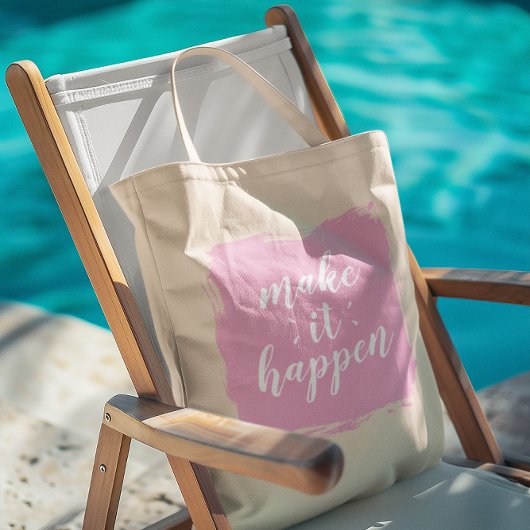 Maak het met roze penseelstreek gebeuren tote bag