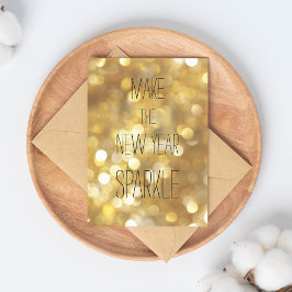 Maak het nieuwe jaar Sparkle Gold Glitter Nieuwjaa Briefkaart