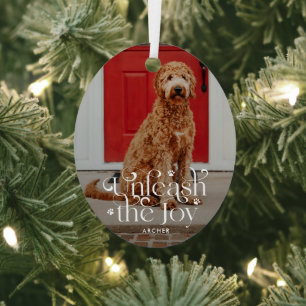 Maak het Ornament Joy Pet Blue Holiday Metal vrij