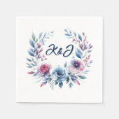 Maak het roze en blauwe bloemenkrans servetten (Voorkant)