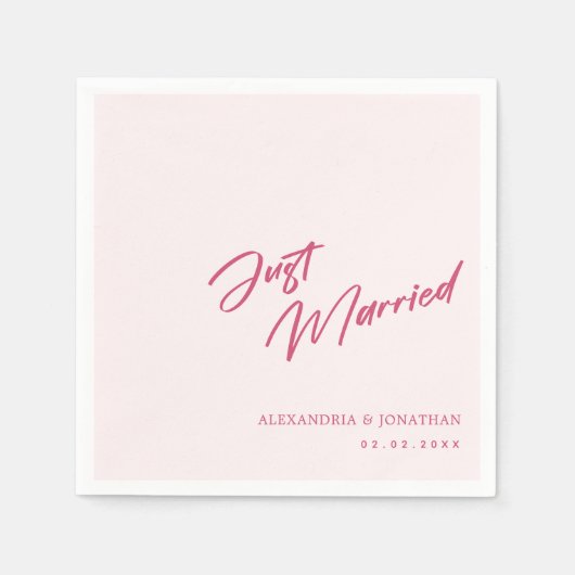 Maak het roze! Gepersonaliseerde 'Just Married' br Servet (Voorkant)