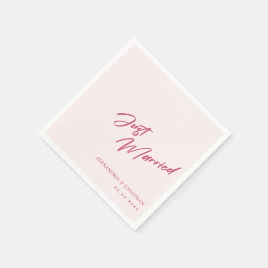 Maak het roze! Gepersonaliseerde 'Just Married' br Servet (Hoek)