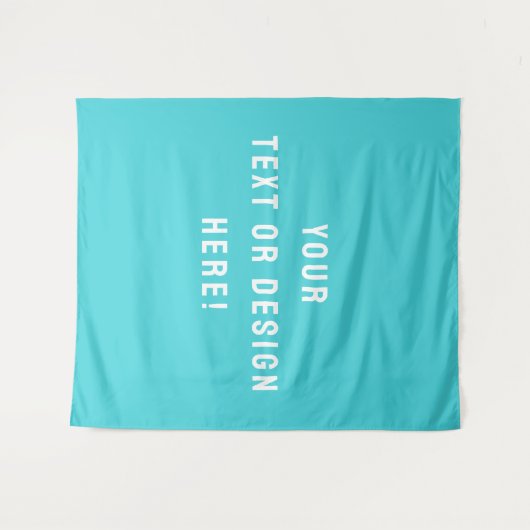 Maak het van jou – Grote Aangepaste Cyaanblauwe Wa Wandkleed (Voorkant (horizontaal))