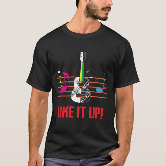 Maak het vol met muzikale noten! Ukulele Musician T-shirt (Voorkant)