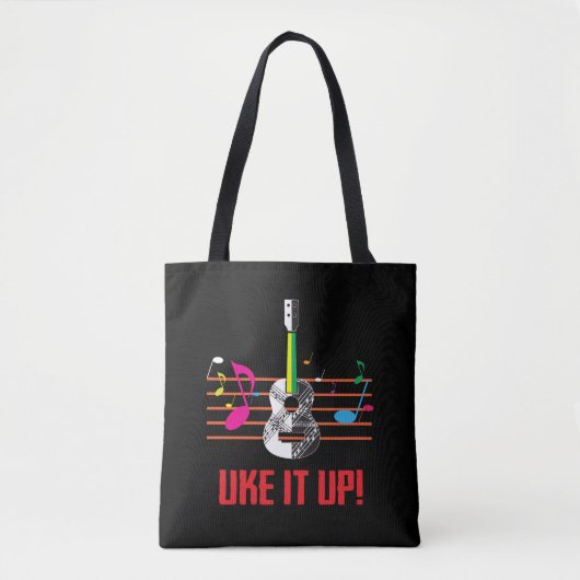 Maak het vol met muzikale noten! Ukulele Musician Tote Bag (Voorkant)