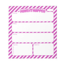 Maak het waar roze gestreepte dagelijkse planner n