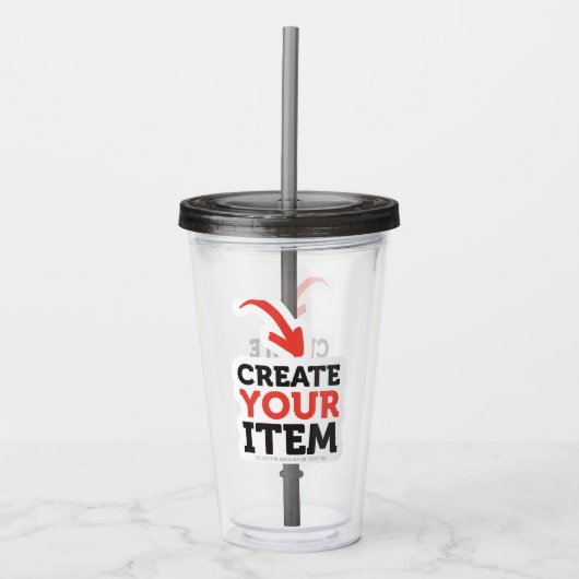 MAAK-HET-ZELF Doe-het-zelf ontwerp upload je eigen Acryl Drinkbeker (Voorkant)