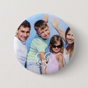 Maak het zelf familie script aangepaste foto ronde button 5,7 cm
