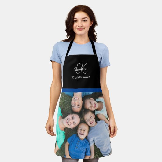 Maak het zelf gepersonaliseerde foto monogram naam schort (Gedragen)