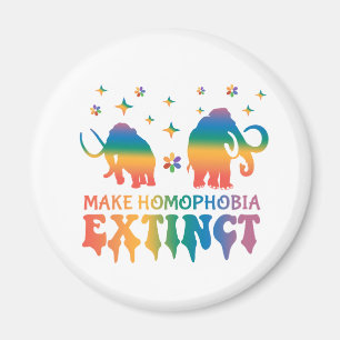 Maak Homofobie Uitgestorven – Rainbow Elephant LGB Magneet