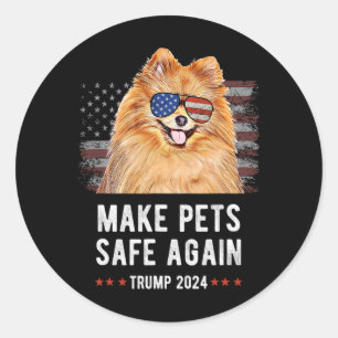 Maak huisdieren weer veilig Pommerse hond Trump 20 Ronde Sticker