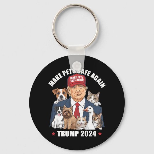 Maak huisdieren weer veilig Trump 2024 Red onze hu Sleutelhanger (Voorkant)