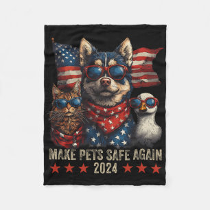 Maak huisdieren weer veilig Trump 2024 Save Our Pe Fleece Deken