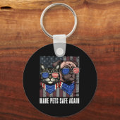 Maak huisdieren weer veilig Trump Harris debatteer Sleutelhanger (Voorkant)