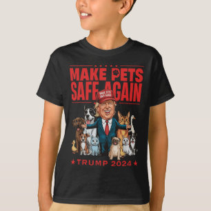 Maak huisdieren weer veilig Trump Mega 2024 Red on T-shirt