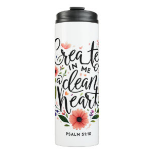 Maak in mij een schoon hart bloemrijk thermosbeker
