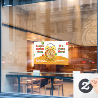 Maak Italiaanse pizzawinkel Bedrijfs Pizza Tijd aa Raamsticker