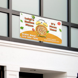 Maak Italiaanse Pizzeria Zakelijke Pizzatijd aan Spandoek