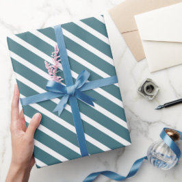 Maak je cadeau gracieus in Tealblauw & Wit Cadeaupapier