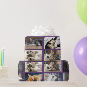 Maak je eigen 10 fotocollage op Paarse Cadeaupapier