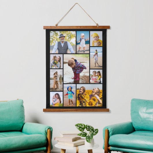Maak Je Eigen 11 Foto Collage Hangend Wandkleed (Woonkamer)