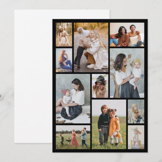 Maak Je Eigen 11 Foto Collage Notitiekaartje (Voorkant / Achterkant)