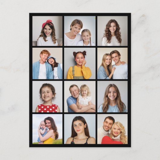 Maak Je Eigen 12 Foto Collage  Briefkaart (Voorkant)