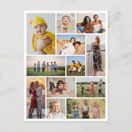 Maak Je Eigen 12 Foto Collage Briefkaart (Voorkant)