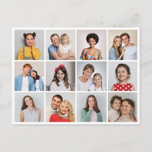 Maak Je Eigen 12 Foto Collage Briefkaart (Voorkant)