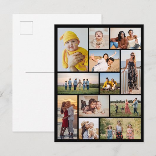 Maak Je Eigen 12 Foto Collage Briefkaart (Voorkant / Achterkant)