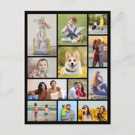 Maak Je Eigen 12 Foto Collage Briefkaart (Voorkant)
