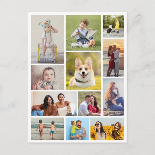 Maak Je Eigen 12 Foto Collage Briefkaart (Voorkant)