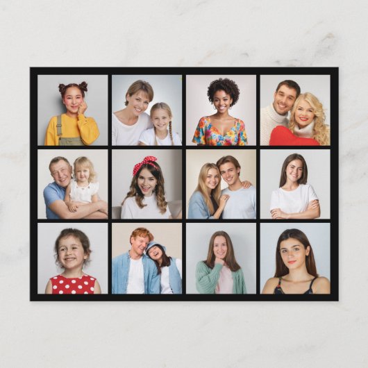 Maak Je Eigen 12 Foto Collage Briefkaart (Voorkant)
