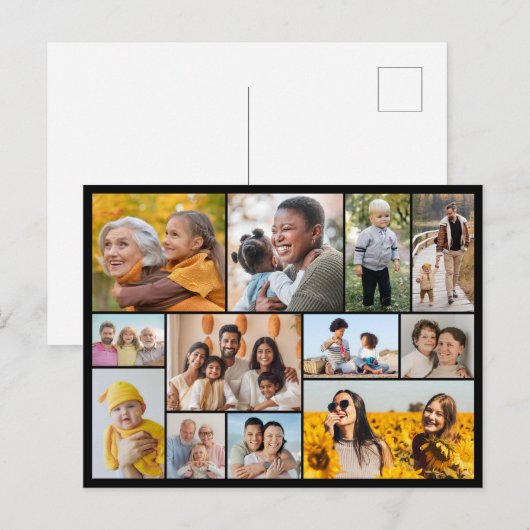 Maak Je Eigen 12 Foto Collage Briefkaart (Voorkant / Achterkant)