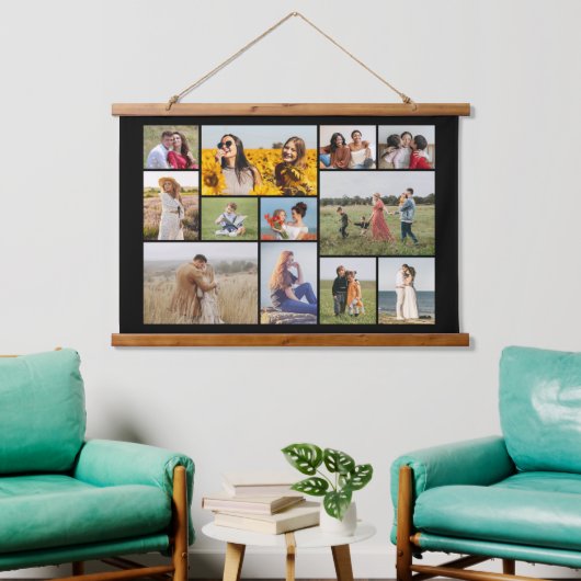 Maak Je Eigen 12 Foto Collage Hangend Wandkleed (Woonkamer)