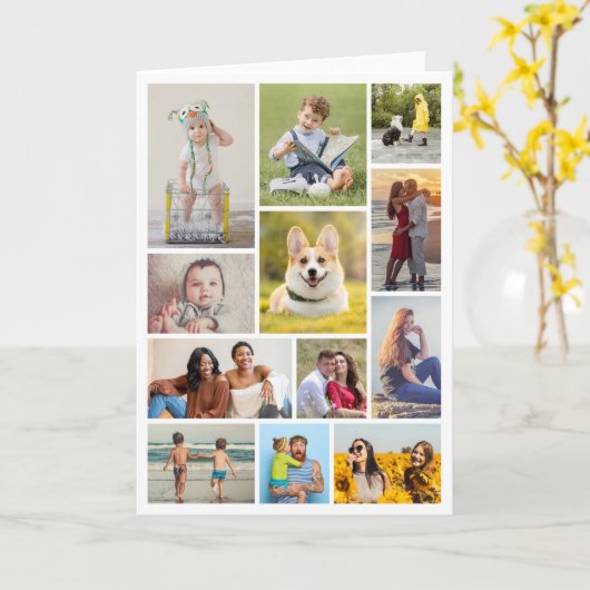 Maak Je Eigen 12 Foto Collage Kaart (Gele Bloem)