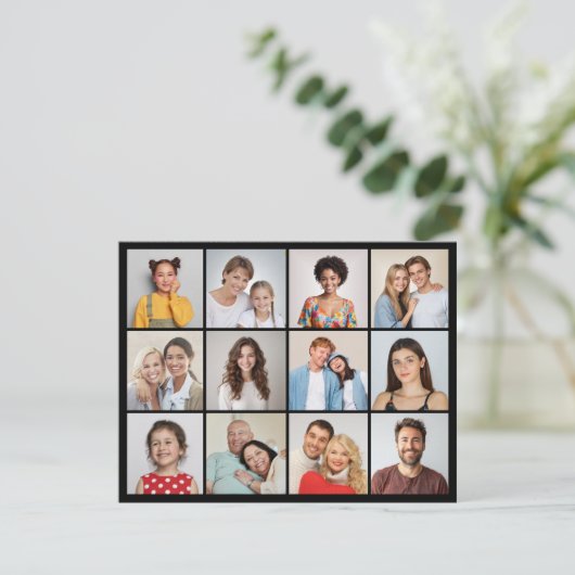 Maak Je Eigen 12 Foto Collage Kaart (Staand voorkant)