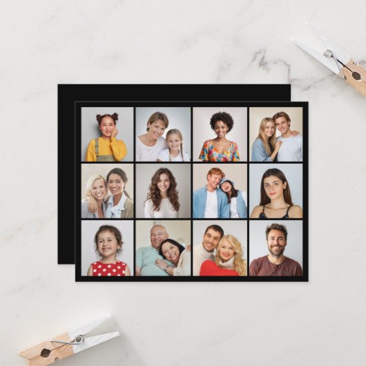 Maak Je Eigen 12 Foto Collage Kaart (Voorkant / Achterkant in situ)