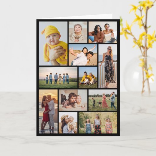 Maak Je Eigen 12 Foto Collage Kaart (Gele Bloem)