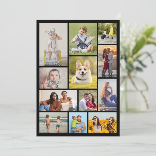 Maak Je Eigen 12 Foto Collage Kaart (Staand voorkant)